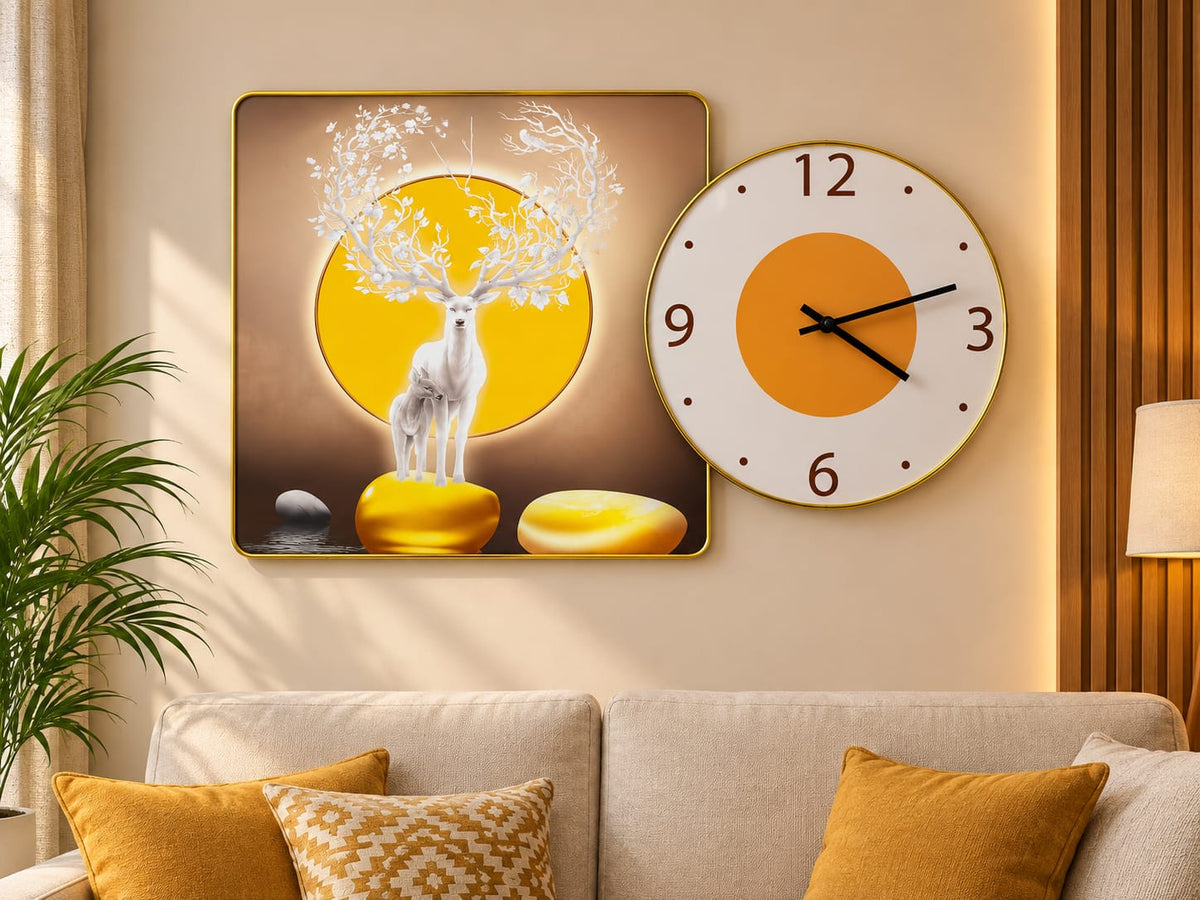 Elegant Wall Clock & Wall Art Set