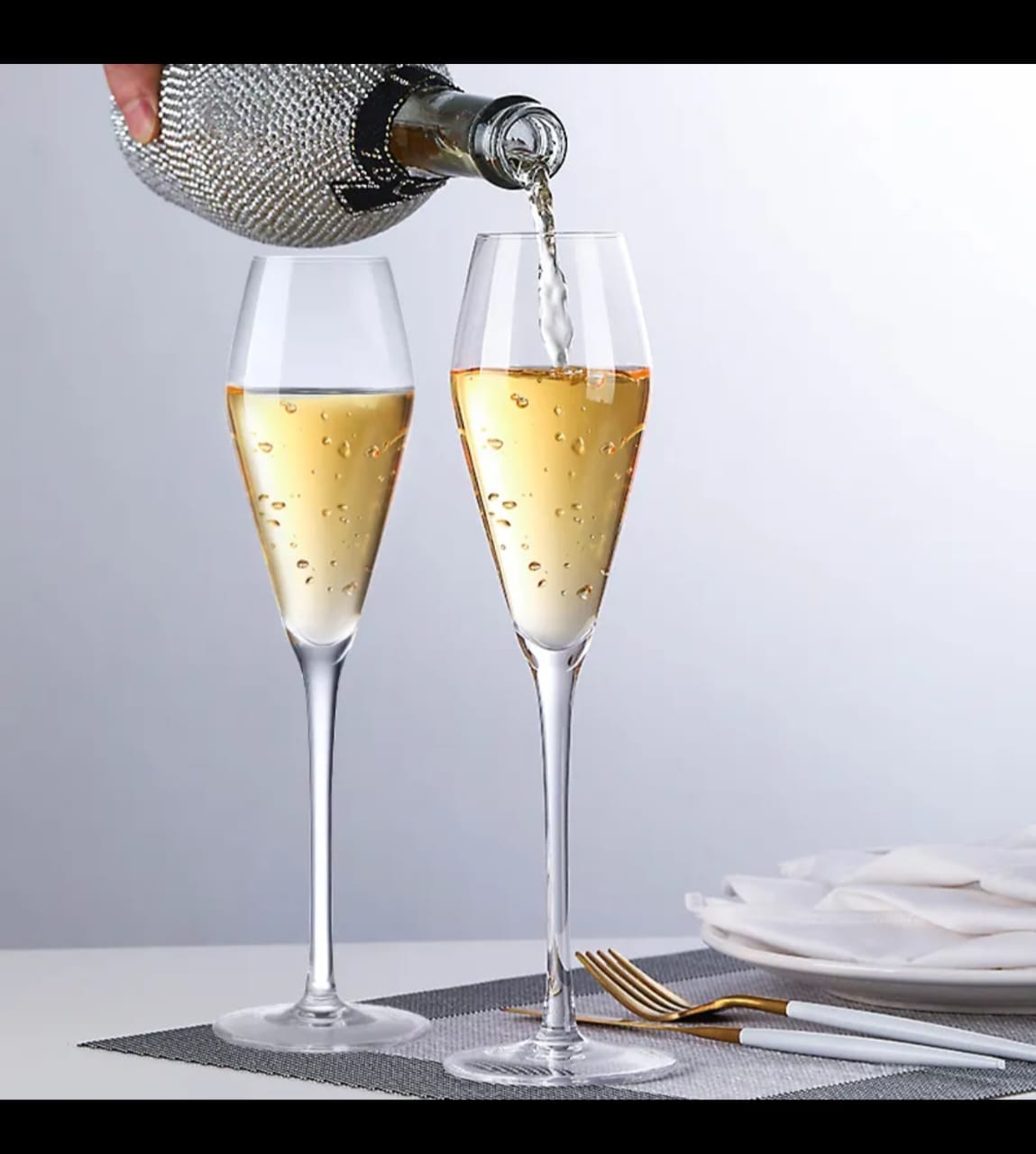 Elegant Tulip Crystal. Champagne Glasses
