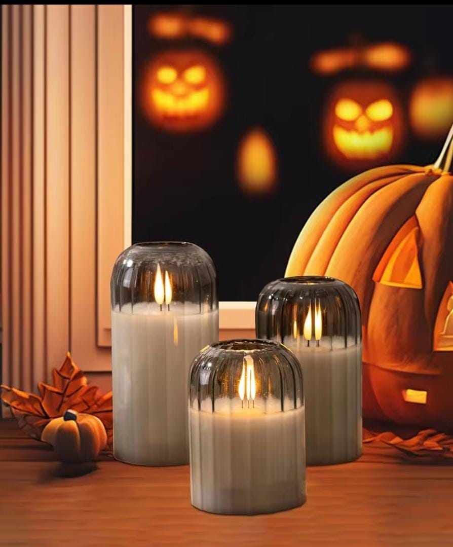 3 in 1 Advanced Glass LED decor lighting candle