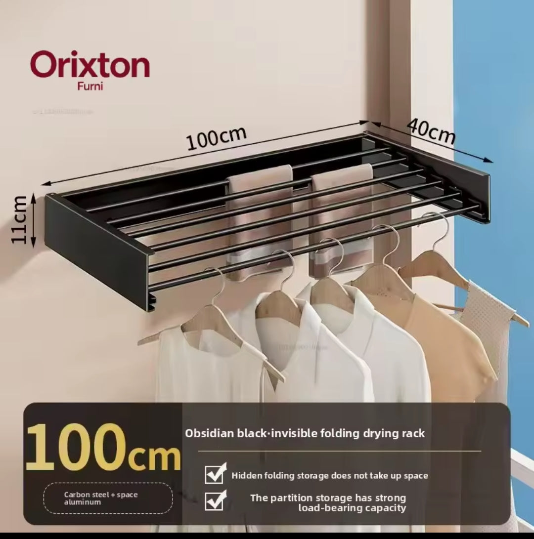100cm Long Invisible Folding Wall Mounted Clothes Drying Rack
