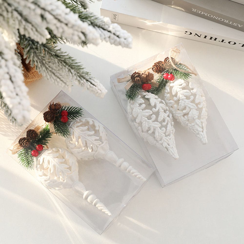 2Pcs Christmas White Conch Pendant White Decorative Christmas Tree Hanging Ornament Christmas Holiday Party Decor