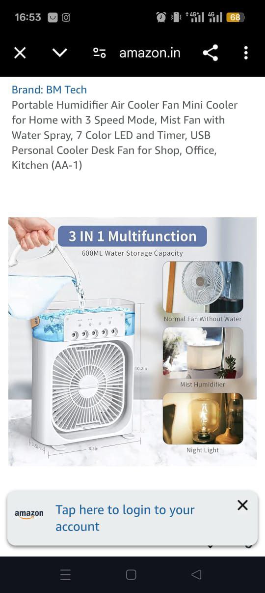 Portable Humidifier Air Cooler Fan