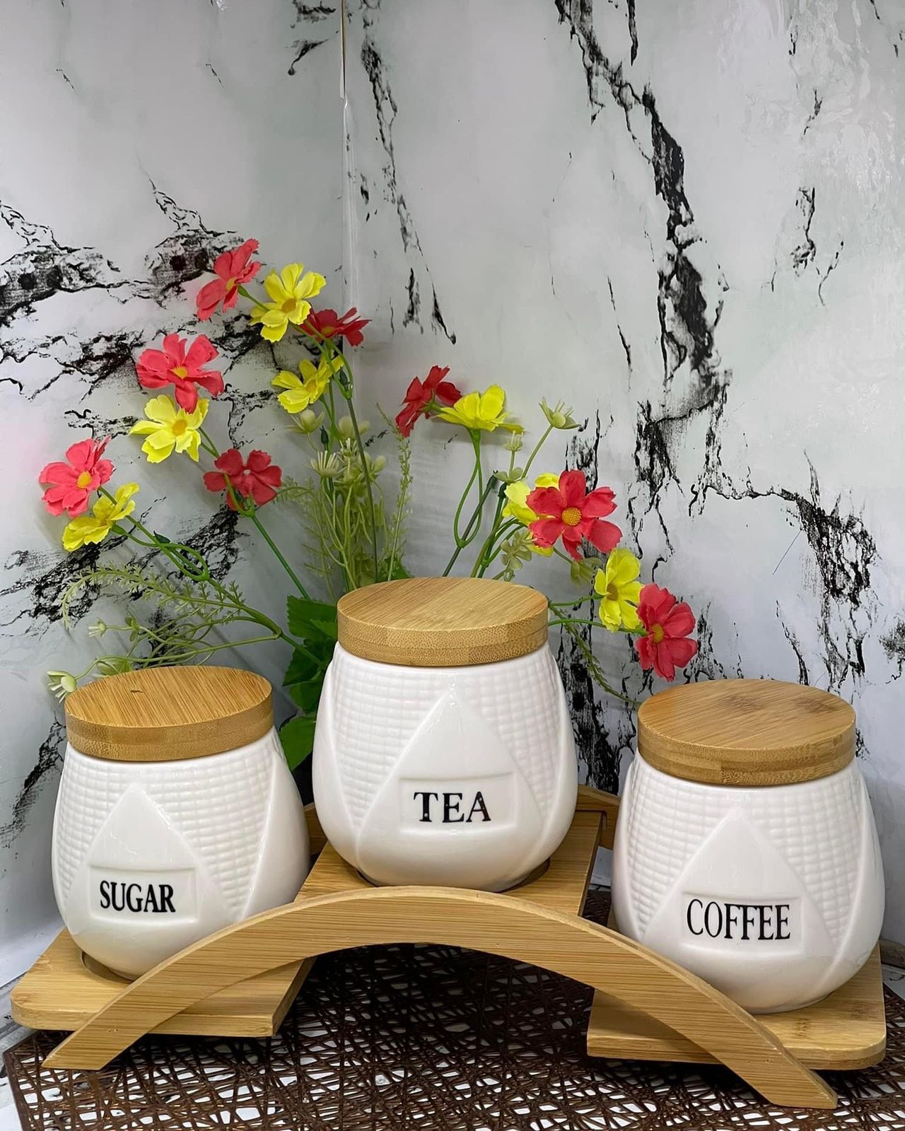 Round shape ceramic Canister (Sugar, coffee and Tea)
