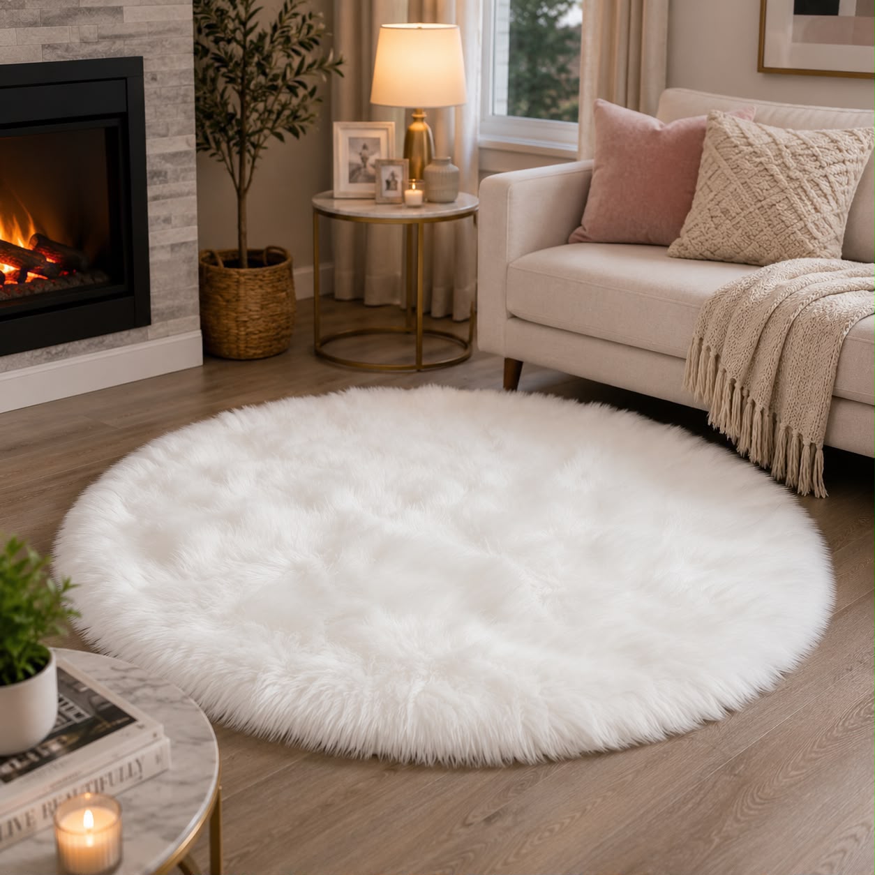Fluffy shaggy bedside carpet