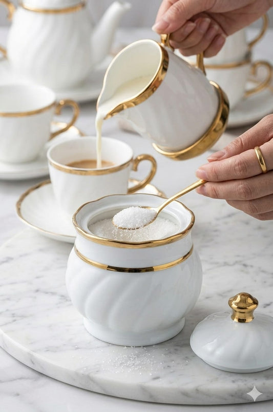 Fancy blue and gold sugar pot