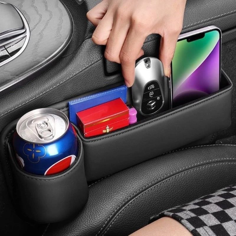 Car Seat Gap Filler and Organizer with a built-in cup holder