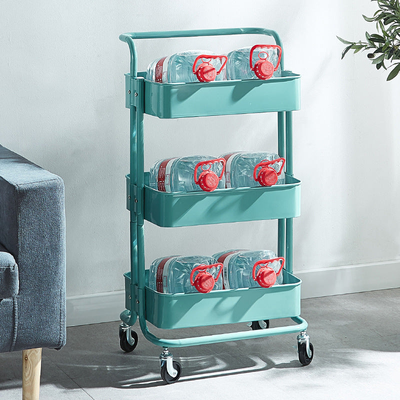 Multi-functional movable trolley storage rack( full metallic)