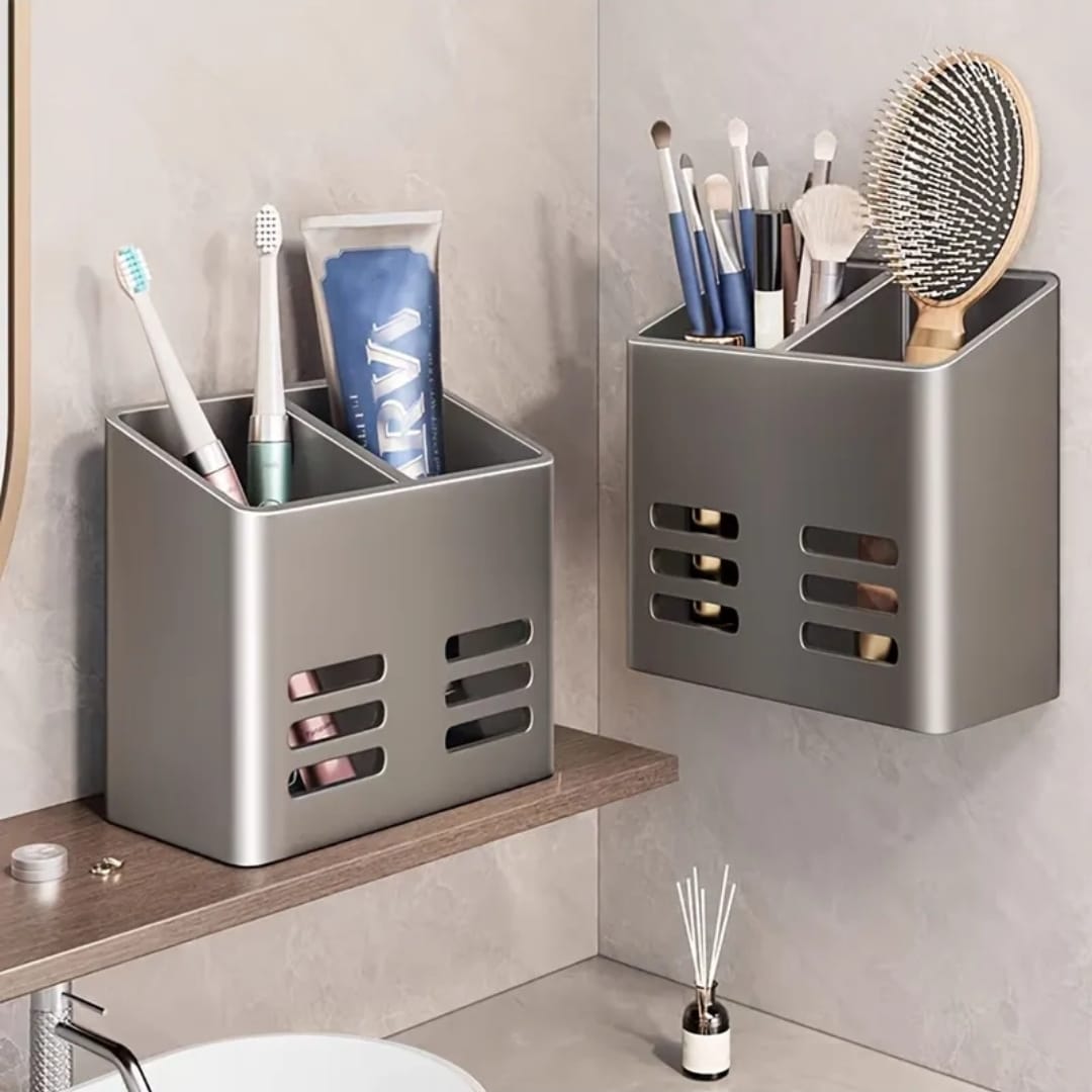 Punch free toothbrush/paste storage box