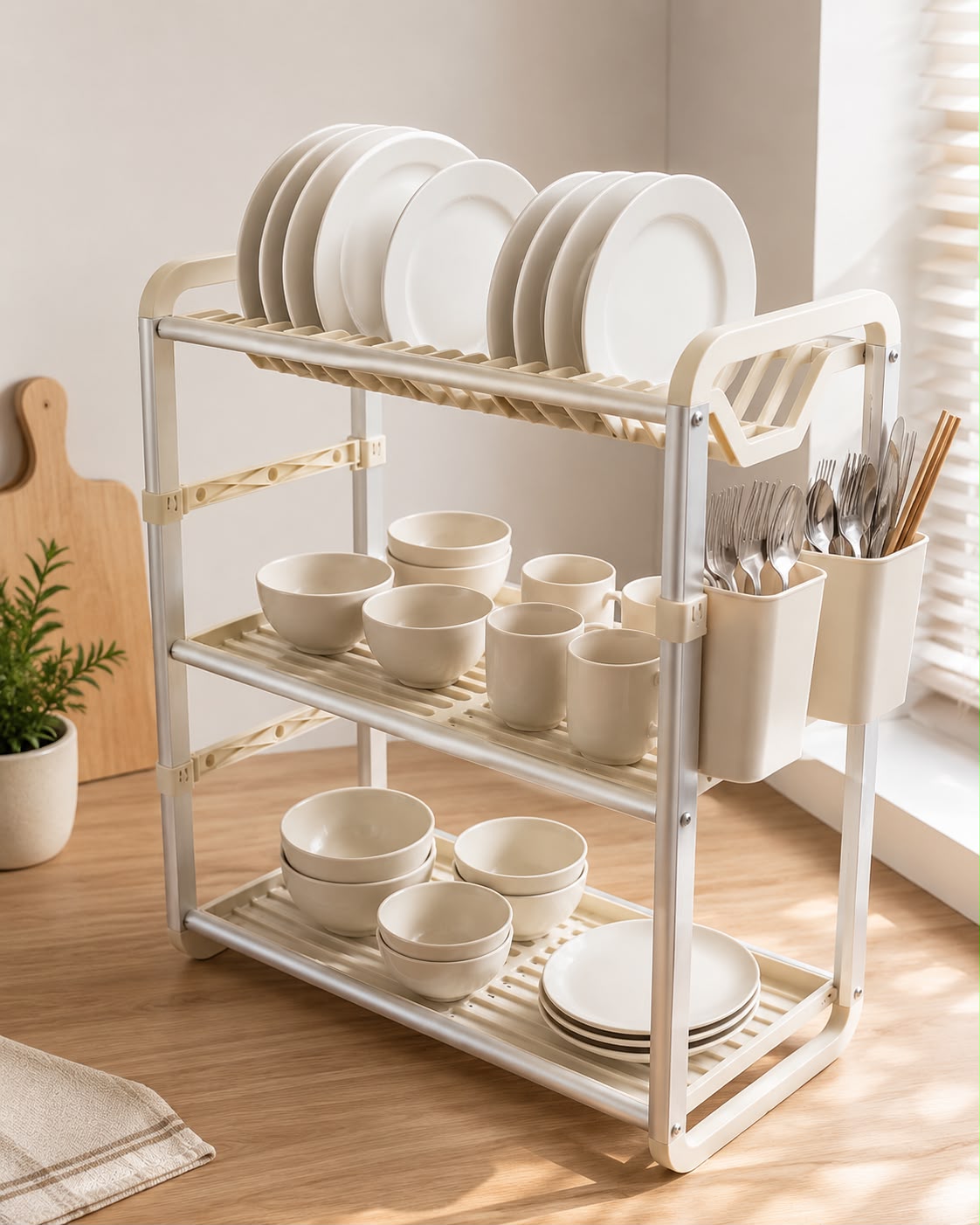 3-Tier Cream Dish Rack