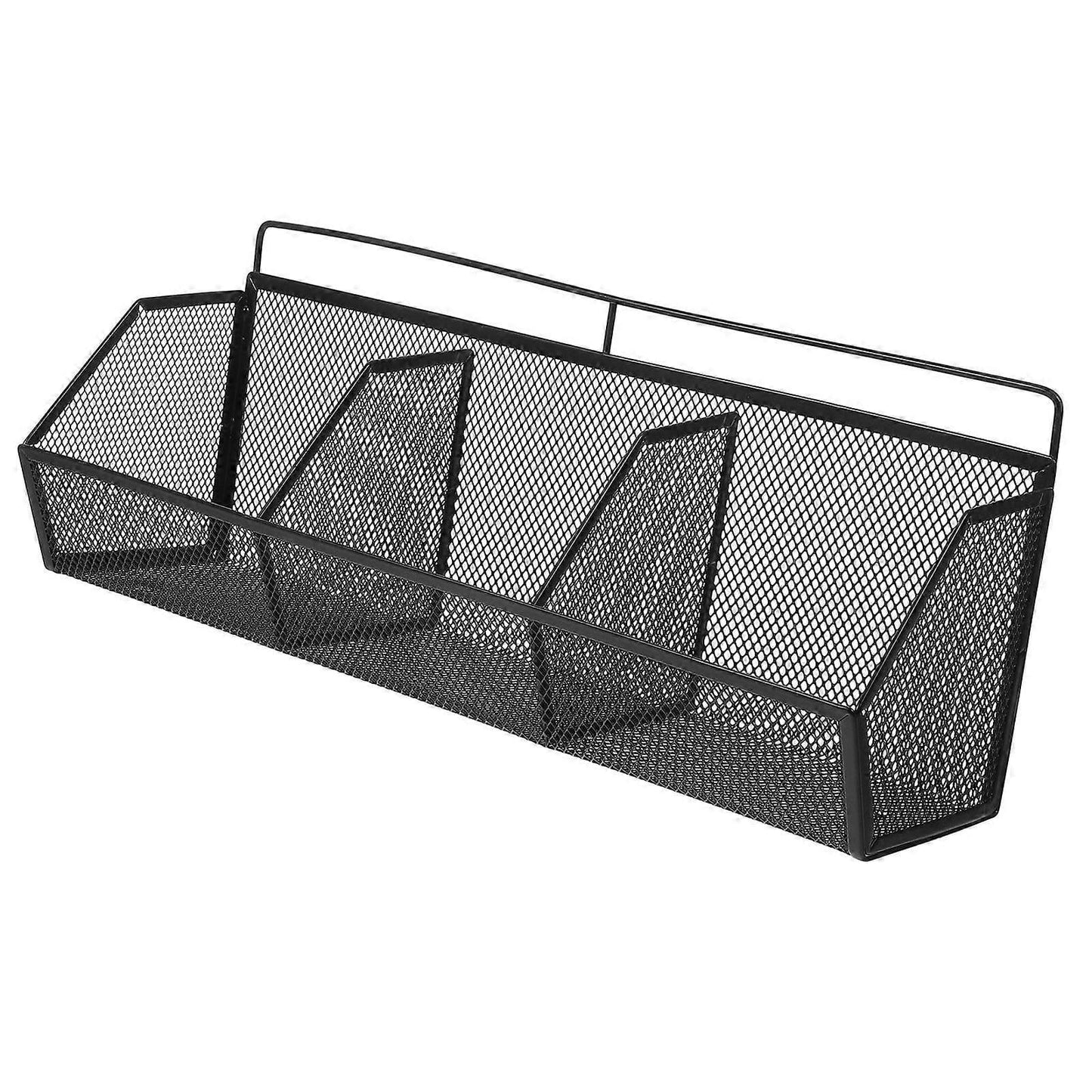 Black metal mesh organizer