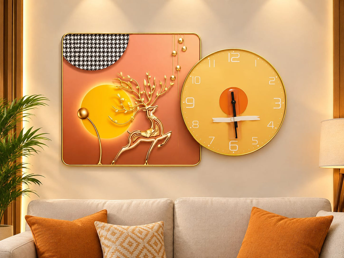 Elegant Wall Clock & Wall Art Set