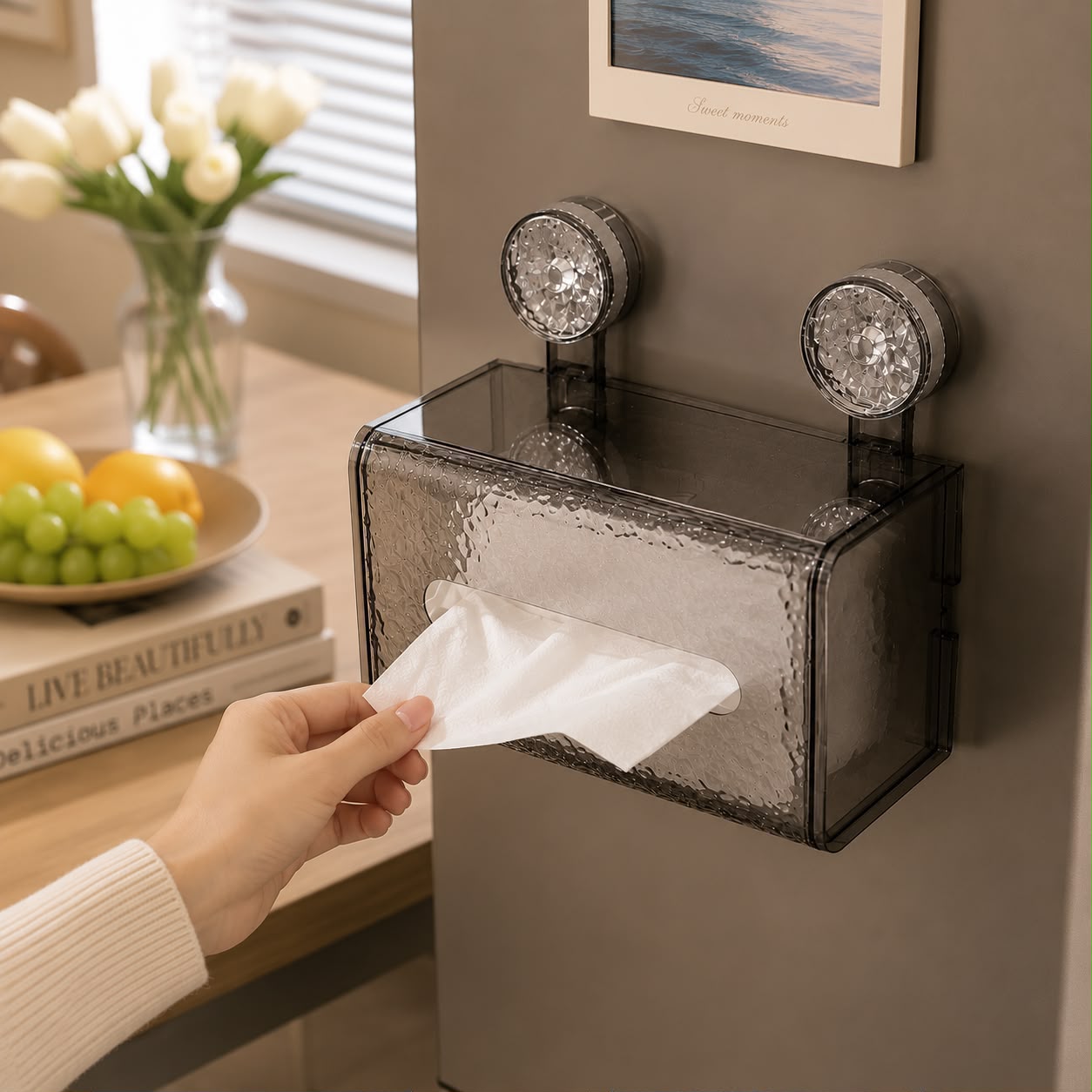 Sunction cup Glacier pattern tissue box