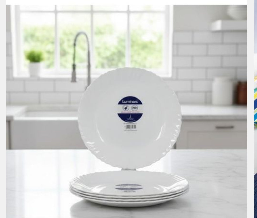 Round opal glass dinner plates