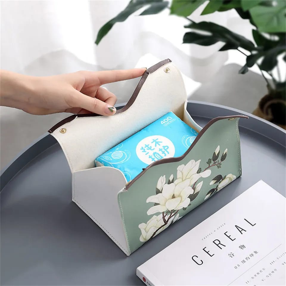 Tissue Box Organizer PU Leather Home Living Room Desktop Drawer Napkins Storage Car Toilet Paper Holder Bag Shop Tissue Box