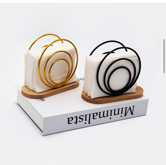 Elegant Metal Napkin Holders with Wooden