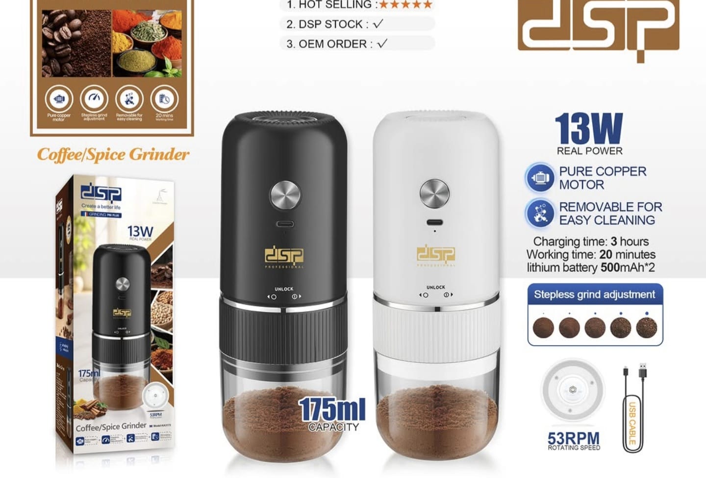 DSP Cordless Coffee/Spice Grinder
