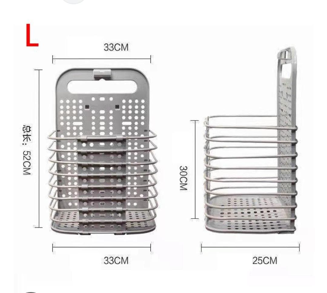 white Hard plastic wall mounted Foldable laundry basket