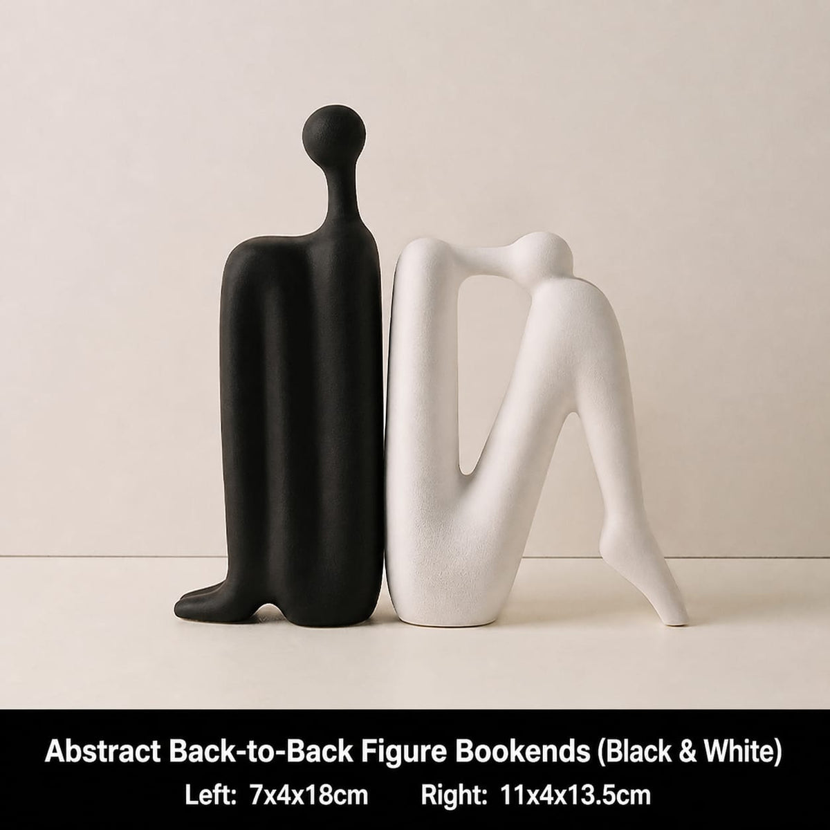Modern minimalist back to back abstract figure ceramic bookends