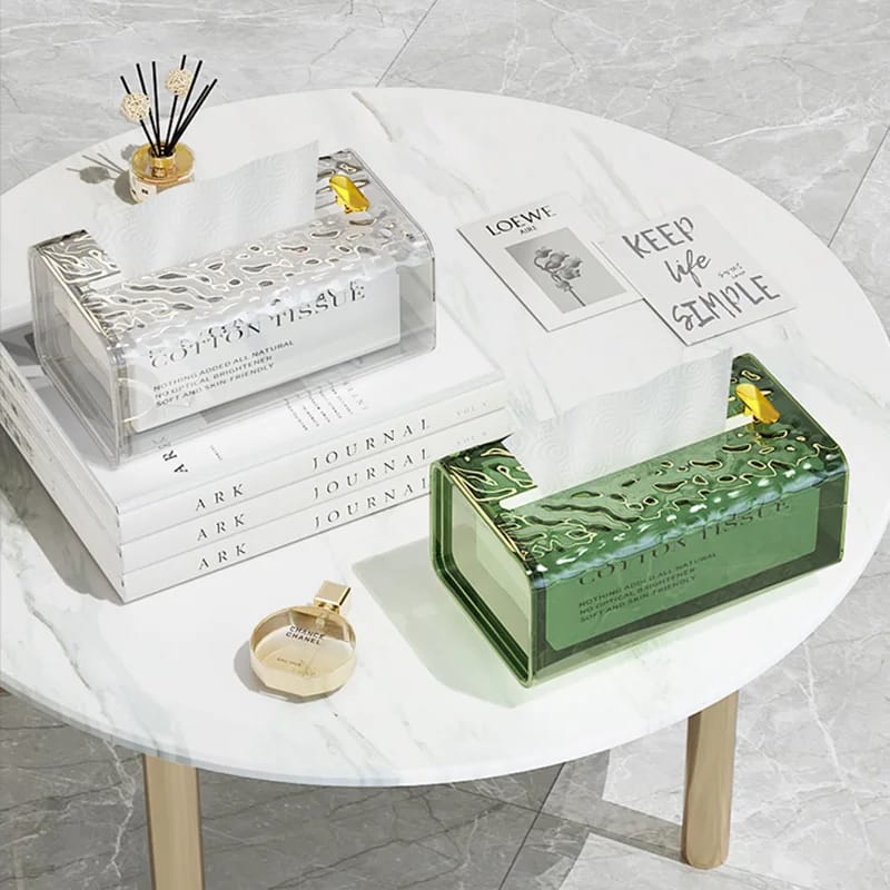 Luxury Tissue Box Wall-Mounted Acrylic Transparent Tissue Box Table Napkin Holder Bathroom Paper Box Tissue Paper Dispenser