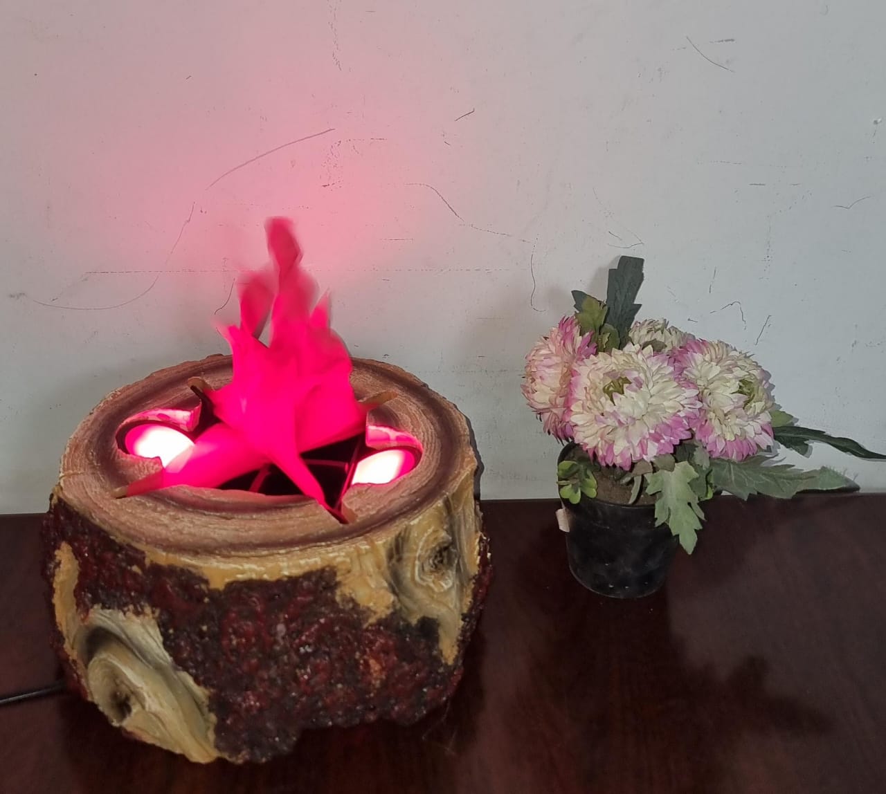 Electric Wooden tree stump Fireplace decor display piece