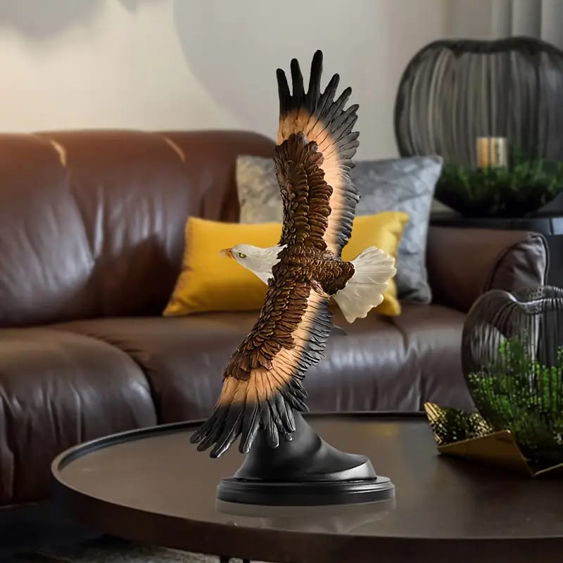 Large flying eagle decorative statue crafted from polyresin