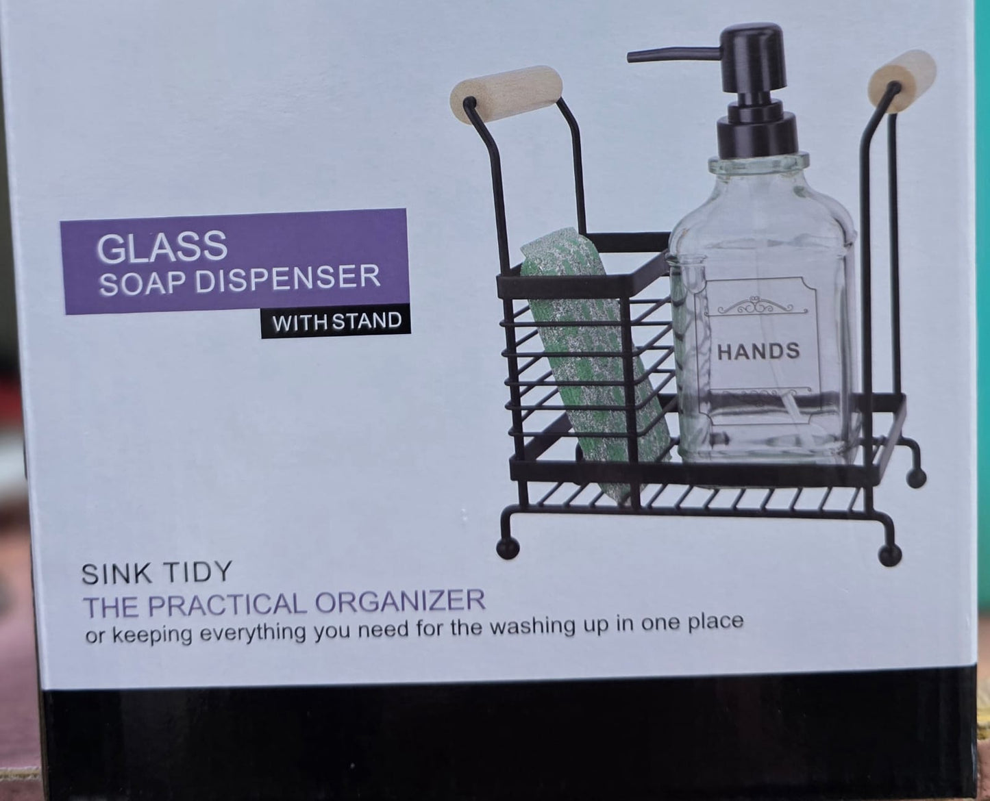 Glass Soap Dispenser with Stand.