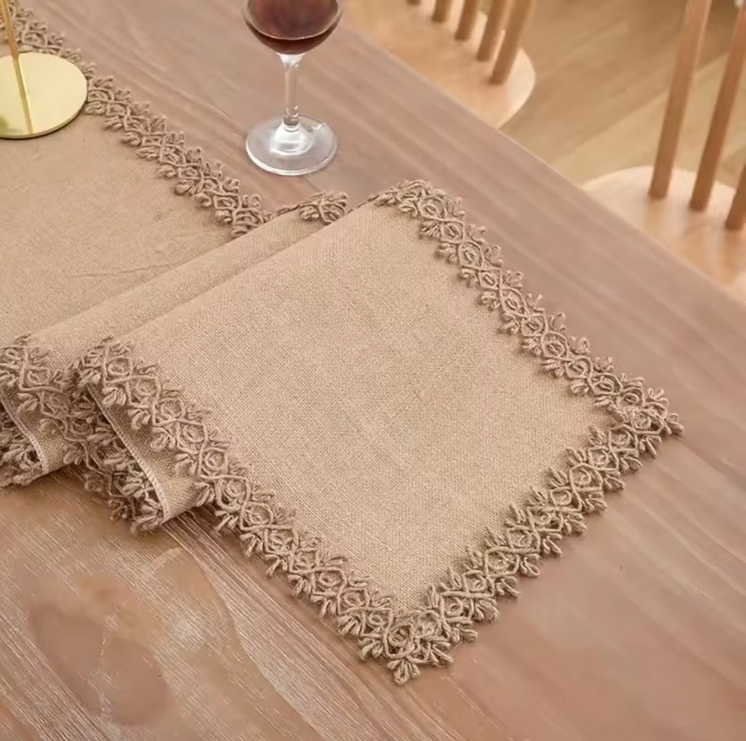 Natural Burlap Linen Woven Table