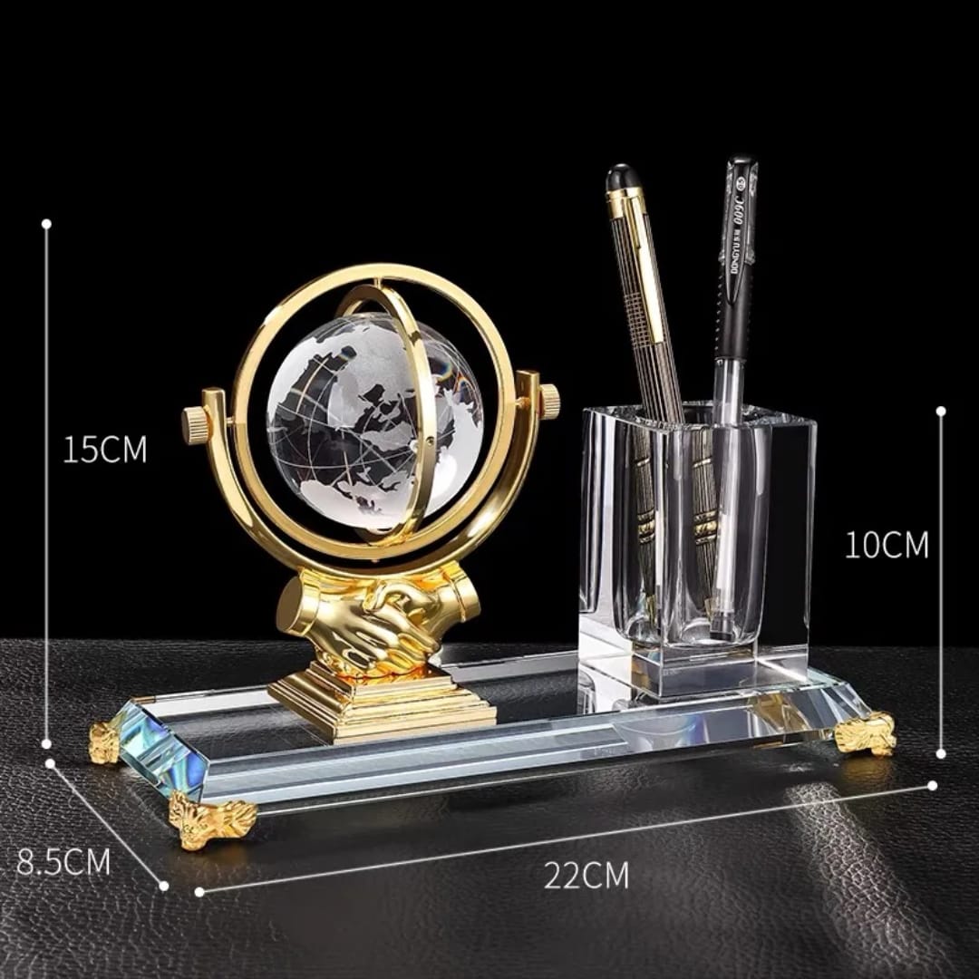 Luxury crystal and gold-accented desk organizer