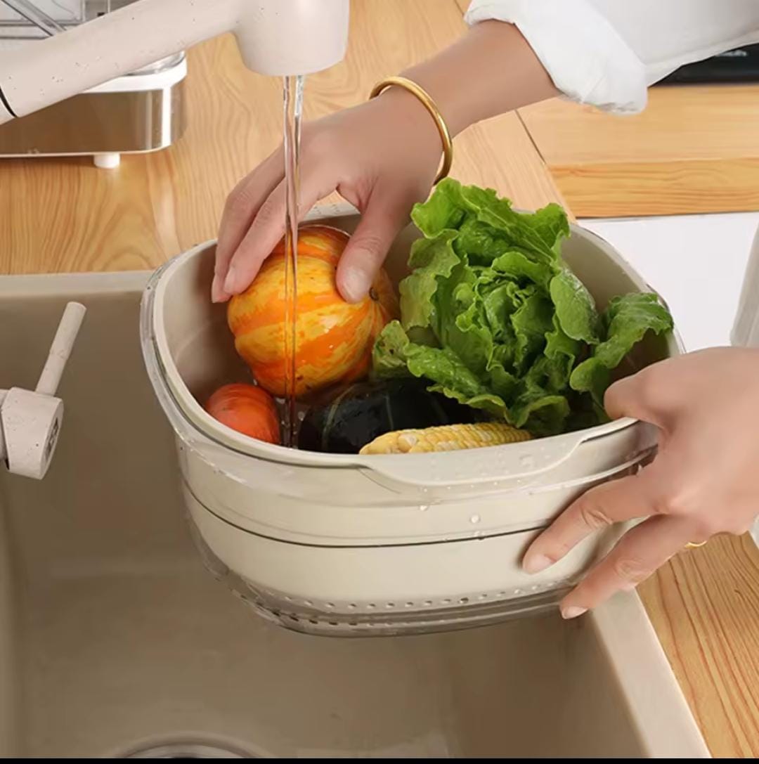 Double layer acrylic+plastic kitchen colander