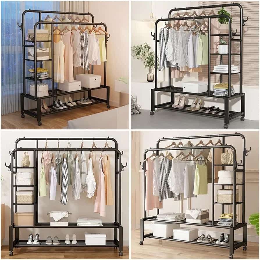 Double pole Sturdy Rack with wheels