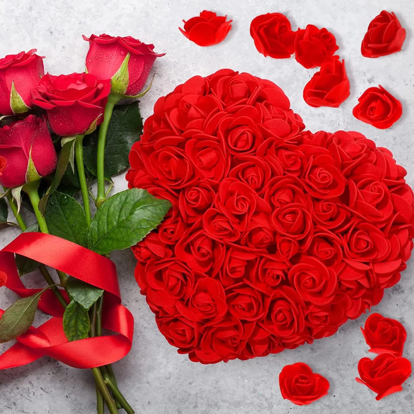 25cm Heart Roses Artificial Flowers  Decoration Gifts Romantic Artificial Rose