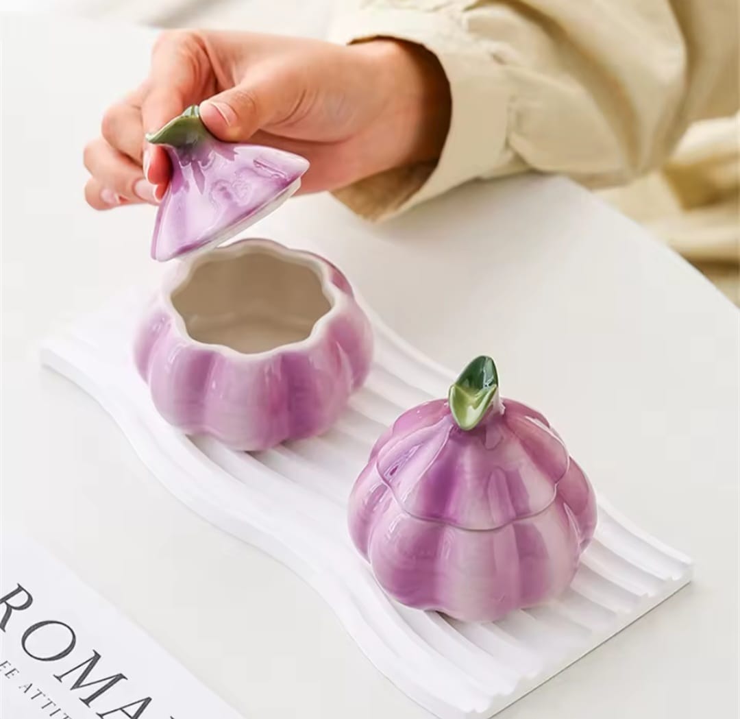 Purple garlic ceramic multifunction storage jar