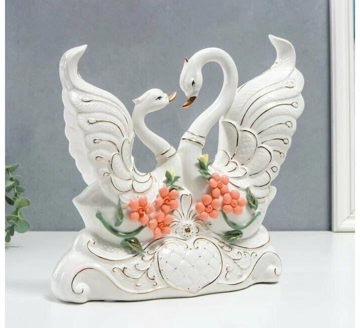 Ceramic duo white flamingo decor