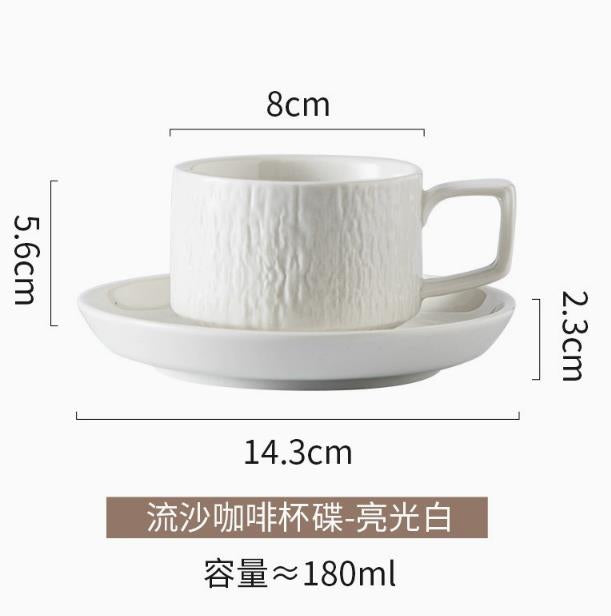 European textured Matte ceramic Cappuccino coffee cup set with saucers