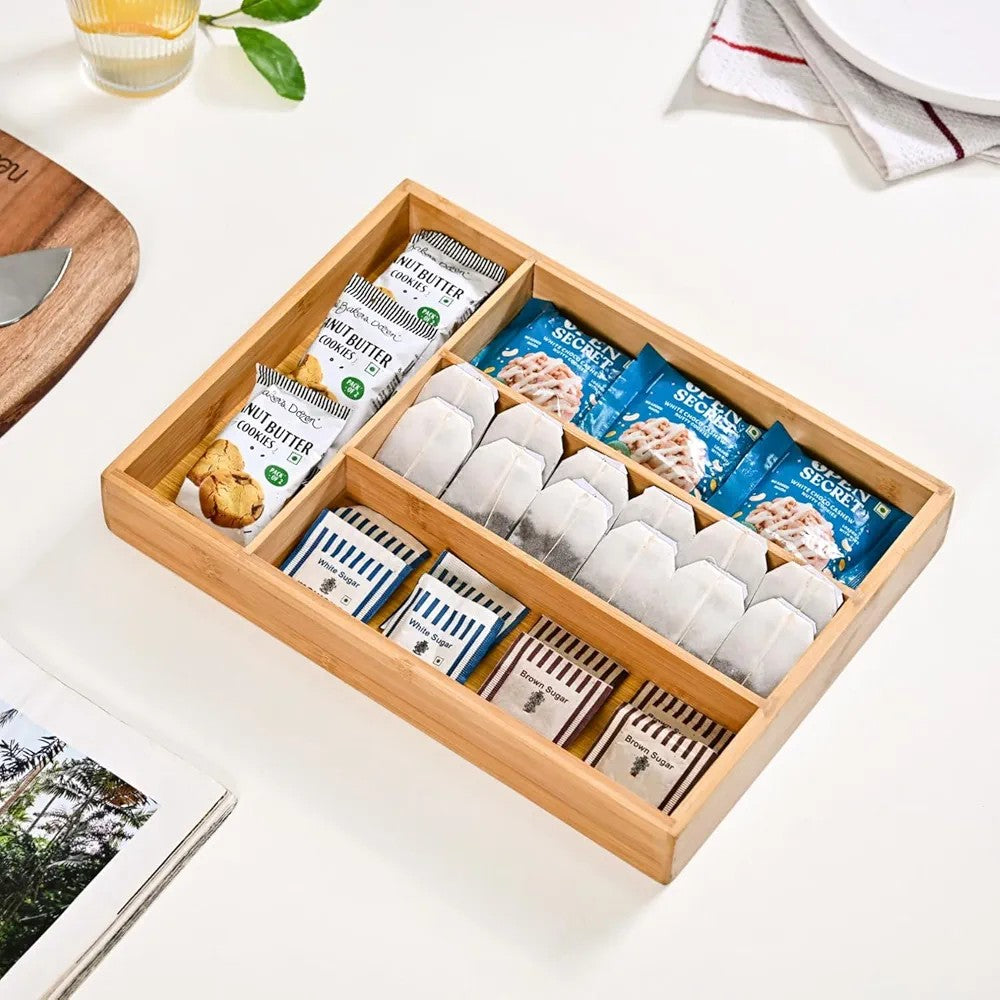 Bamboo Cutlery Tray With 4 Slots
